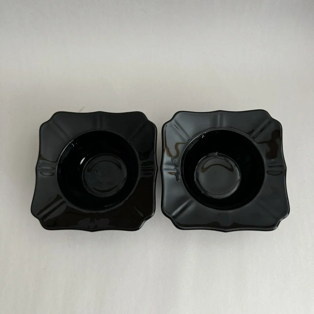 Vintage Black Amethyst Glass Square‎ Bowls Small Relish Nut 4.5